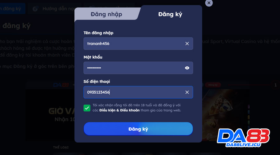 Cầm tay chỉ cách đăng ký DA88 chuẩn chỉnh
